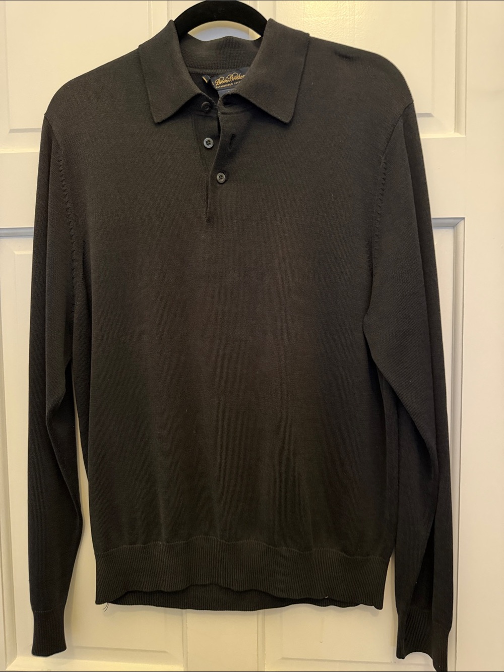 Brooks Brothers Black Knit Polo Sweater